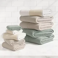 Linery Ultra-Soft Cotton And Linen-Like Bordered -pc. Quick Dry Bath Towel Set