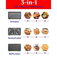 Betty Crocker 3-in-1 Indoor Grill + Sandwich and Waffle Maker