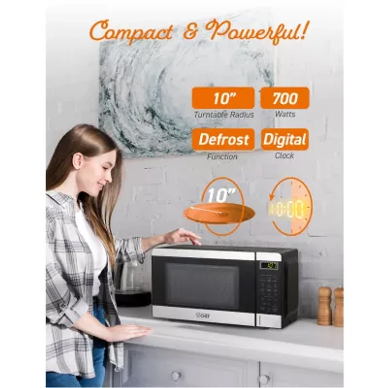 Commercial Chef 0.7-Cu. Ft. Countertop Microwave - Black with Stainless Steel Trim