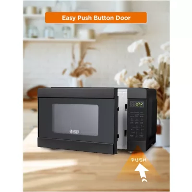 Commercial Chef 0.9-Cu. Ft. Countertop Microwave with Push Button Door Release - Black