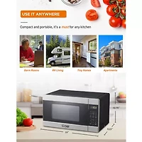 Commercial Chef 0.9-Cu. Ft. Countertop Microwave with Push Button Door Release - Stainless Steel Trim
