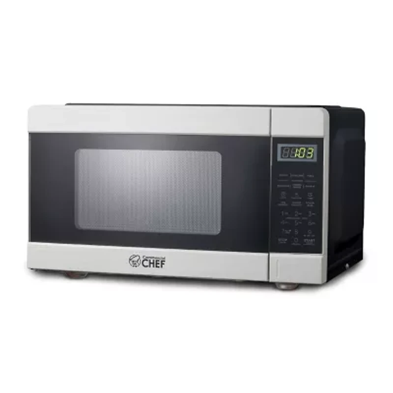Commercial Chef 0.9-Cu. Ft. Countertop Microwave with Push Button Door Release - Stainless Steel Trim