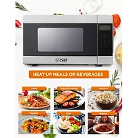 Commercial Chef 0.9-Cu. Ft. Countertop Microwave with Push Button Door Release - Stainless Steel Trim