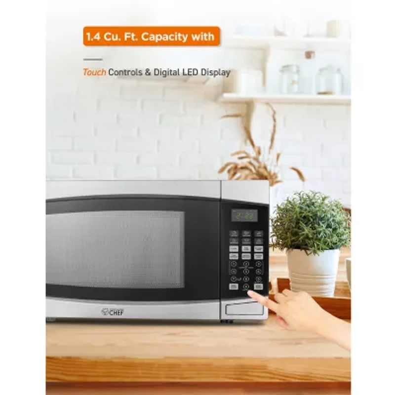 Commercial Chef 1.4-Cu. Ft. Countertop Microwave - Stainless Steel Front