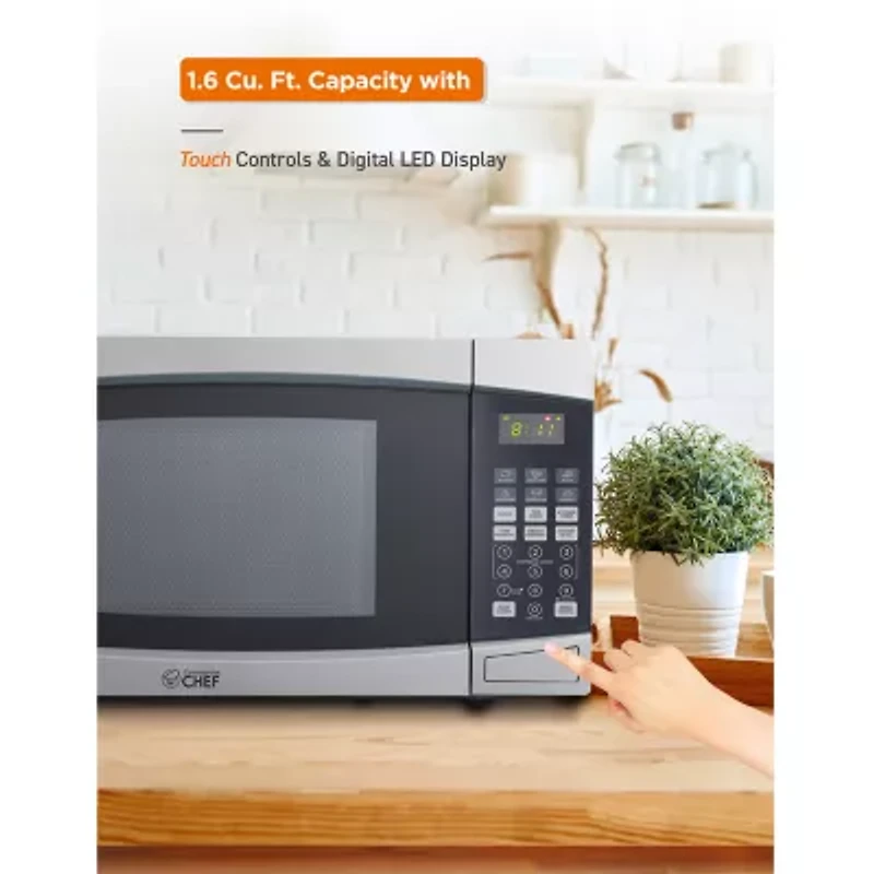 Commercial Chef 1.6-Cu. Ft. Countertop Microwave - Stainless Steel Front