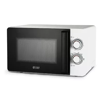 COMMERCIAL CHEF 0.7 Cu. Ft. Countertop Microwave with Mechanical Control White Microwave with 6 Power Levels