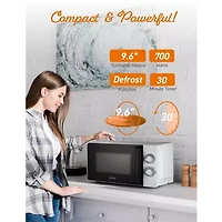COMMERCIAL CHEF 0.7 Cu. Ft. Countertop Microwave with Mechanical Control White Microwave with 6 Power Levels