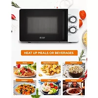 COMMERCIAL CHEF 0.7 Cu. Ft. Countertop Microwave with Mechanical Control White Microwave with 6 Power Levels