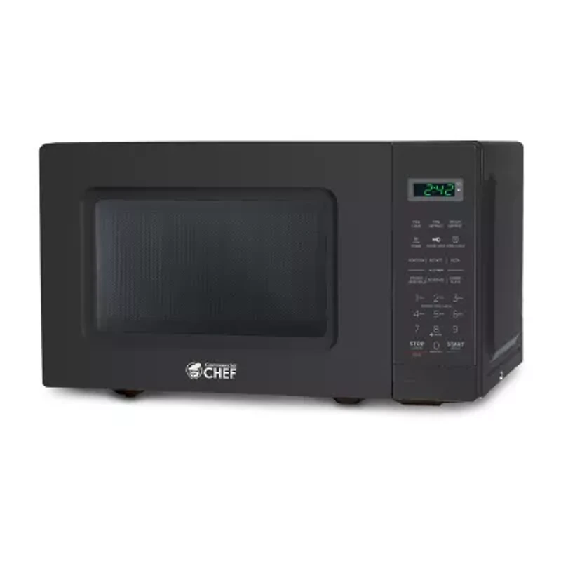 COMMERCIAL CHEF 0.7 Cu. Ft. Countertop Microwave with Digital Display Black Microwave with 10 Power Levels