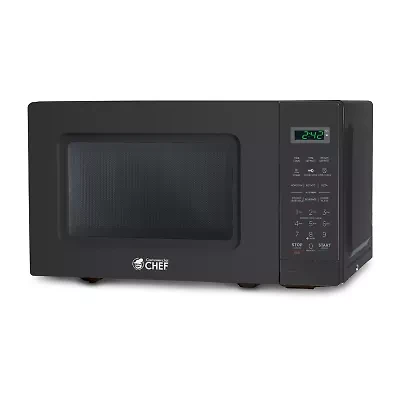 COMMERCIAL CHEF 0.7 Cu. Ft. Countertop Microwave with Digital Display Black Microwave with 10 Power Levels