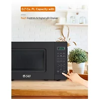 COMMERCIAL CHEF 0.7 Cu. Ft. Countertop Microwave with Digital Display Black Microwave with 10 Power Levels