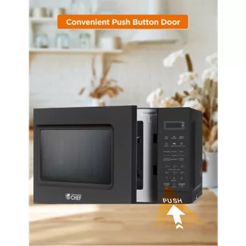 COMMERCIAL CHEF 0.7 Cu. Ft. Countertop Microwave with Digital Display Black Microwave with 10 Power Levels
