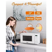 COMMERCIAL CHEF 0.7 Cu. Ft. Countertop Microwave with Digital Display Microwave with 10 Power Levels