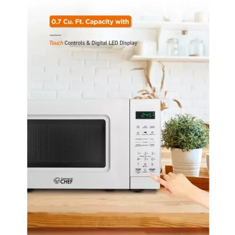COMMERCIAL CHEF 0.7 Cu. Ft. Countertop Microwave with Digital Display Microwave with 10 Power Levels