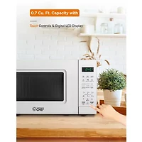 COMMERCIAL CHEF 0.7 Cu. Ft. Countertop Microwave with Digital Display Microwave with 10 Power Levels