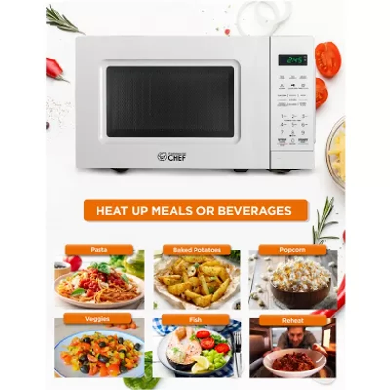 COMMERCIAL CHEF 0.7 Cu. Ft. Countertop Microwave with Digital Display Microwave with 10 Power Levels