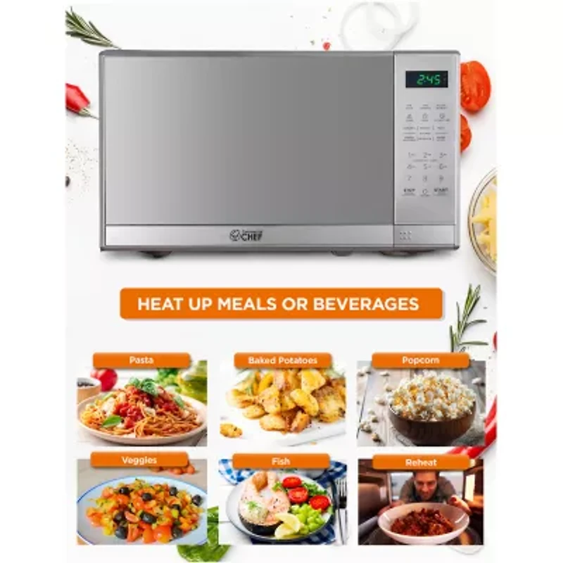 COMMERCIAL CHEF 0.7 Cu. Ft. Countertop Microwave with Digital Display with 10 Power Levels