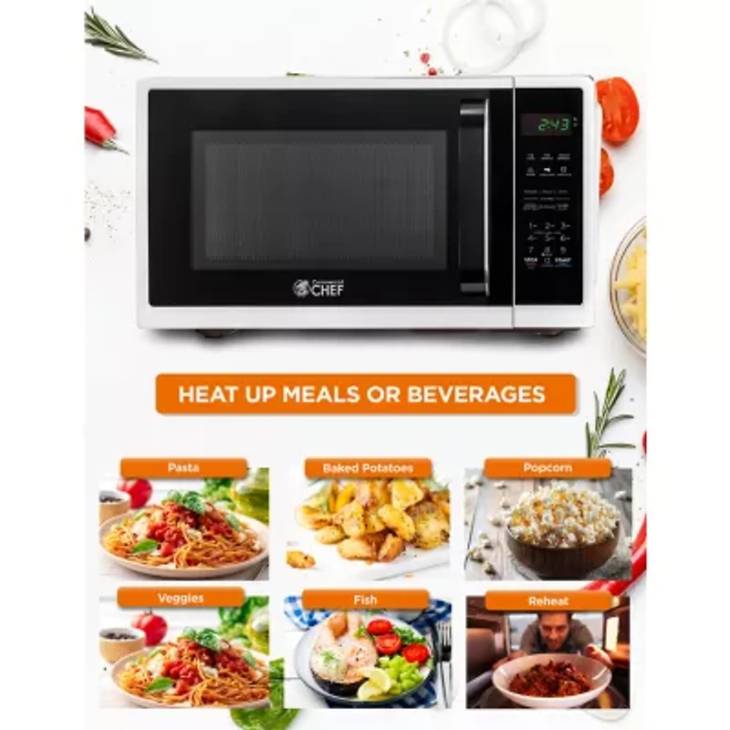 COMMERCIAL CHEF Cu. Ft. Countertop Microwave with Digital Display White Microwave & 10 Power Levels