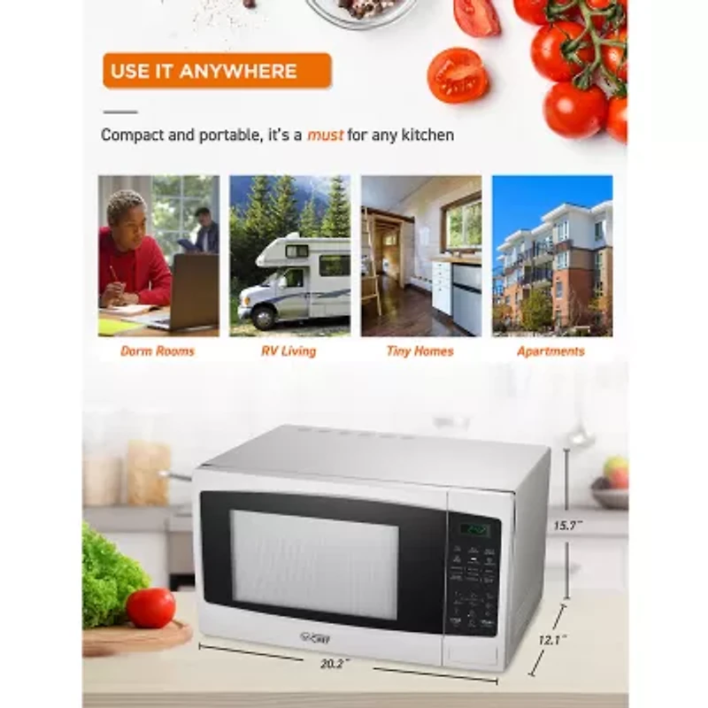 COMMERCIAL CHEF Cu. Ft. Countertop Microwave with Digital Display White Microwave & 10 Power Levels