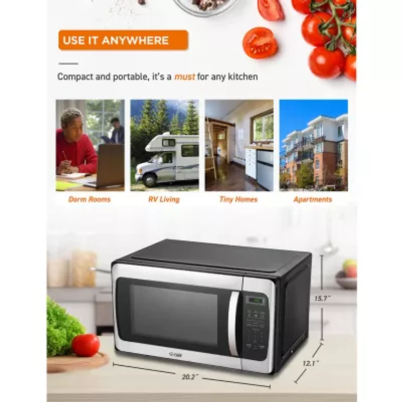 COMMERCIAL CHEF Cu. Ft. Countertop Microwave with Digital Display Stainless Steel Microwave & 10 Power Levels
