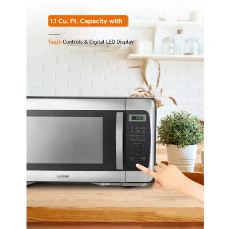 COMMERCIAL CHEF Cu. Ft. Countertop Microwave with Digital Display Stainless Steel Microwave & 10 Power Levels