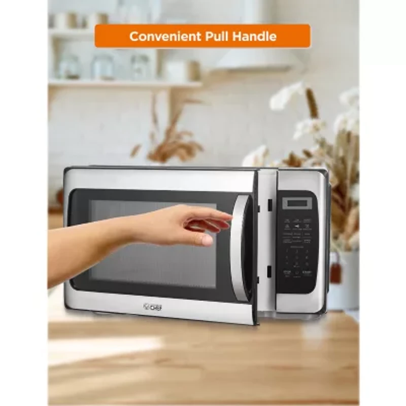 COMMERCIAL CHEF Cu. Ft. Countertop Microwave with Digital Display Stainless Steel Microwave & 10 Power Levels