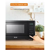 COMMERCIAL CHEF 1.3 Cu. Ft. Countertop Microwave with Digital Display Black Microwave & 10 Power Levels