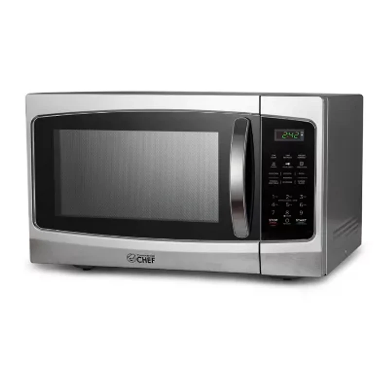 COMMERCIAL CHEF 1.3 Cu. Ft. Countertop Stainless Steel Microwave with Digital Display & 10 Power Levels