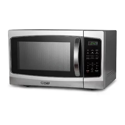 COMMERCIAL CHEF 1.3 Cu. Ft. Countertop Stainless Steel Microwave with Digital Display & 10 Power Levels