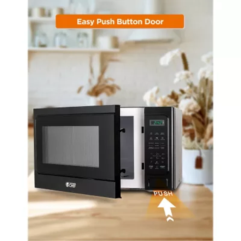 COMMERCIAL CHEF 1.3 Cu. Ft. Countertop Stainless Steel Microwave with Digital Display & 10 Power Levels