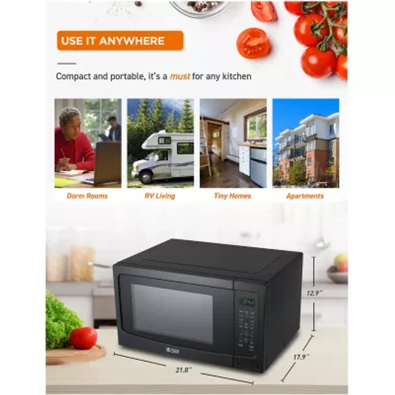 COMMERCIAL CHEF 1.6 Cu. Ft. Countertop Microwave with Touch Controls & Digital Display & 10 Power Levels