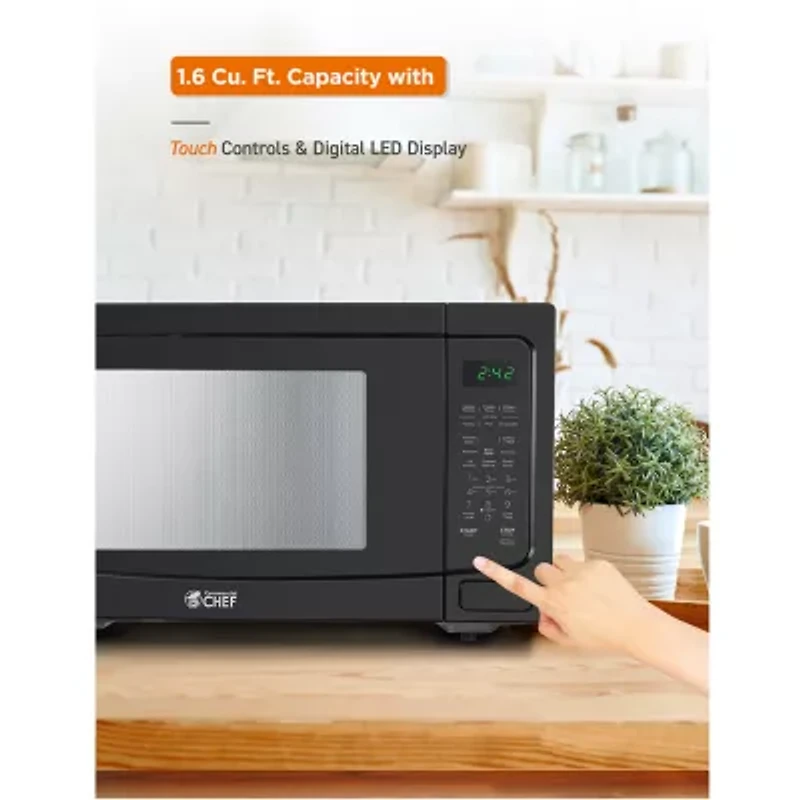 COMMERCIAL CHEF 1.6 Cu. Ft. Countertop Microwave with Touch Controls & Digital Display & 10 Power Levels