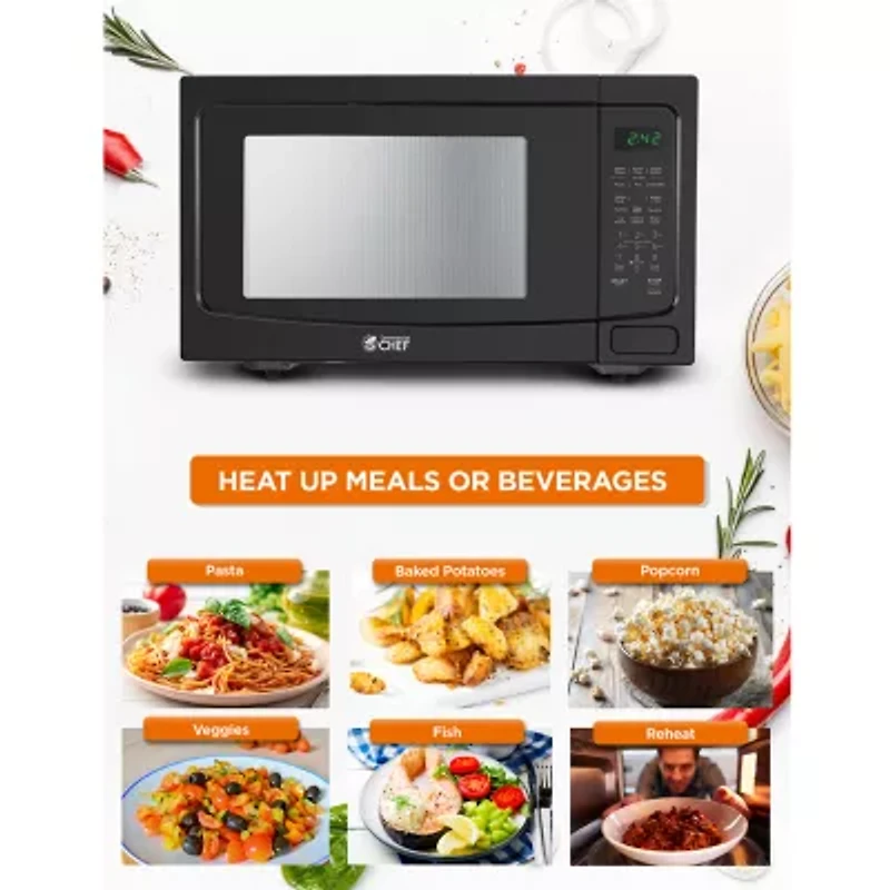 COMMERCIAL CHEF 1.6 Cu. Ft. Countertop Microwave with Touch Controls & Digital Display & 10 Power Levels