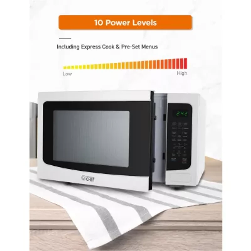 COMMERCIAL CHEF 1.6 Cu. Ft. Countertop Microwave with Touch Controls & Digital Display & 10 Power Levels