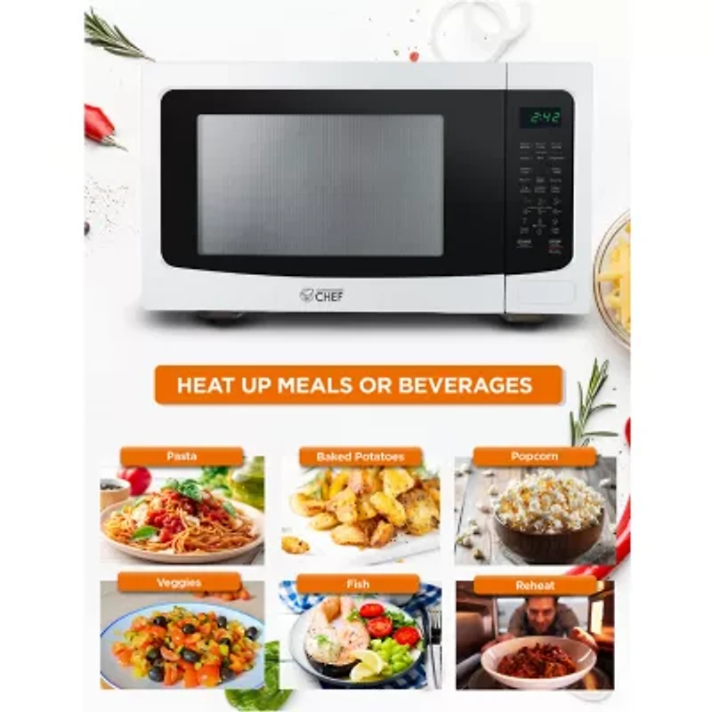 COMMERCIAL CHEF 1.6 Cu. Ft. Countertop Microwave with Touch Controls & Digital Display & 10 Power Levels
