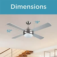 Black+Decker BCF5252R 52-Inch 4-Bladed Remote Controllable Brushed Nickel Ceiling Fan Silver