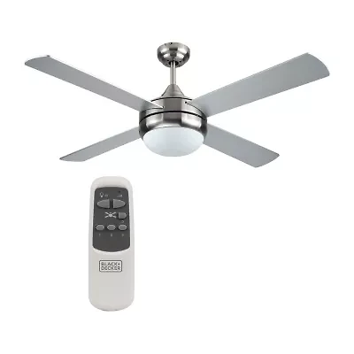 Black+Decker BCF5252R 52-Inch 4-Bladed Remote Controllable Brushed Nickel Ceiling Fan Silver