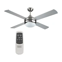 Black+Decker BCF5252R 52-Inch 4-Bladed Remote Controllable Brushed Nickel Ceiling Fan Silver