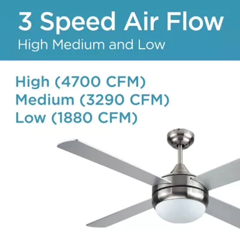 Black+Decker BCF5252R 52-Inch 4-Bladed Remote Controllable Brushed Nickel Ceiling Fan Silver