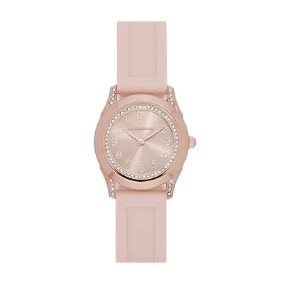 Liz Claiborne® Womens Rose Pink Strap Watch