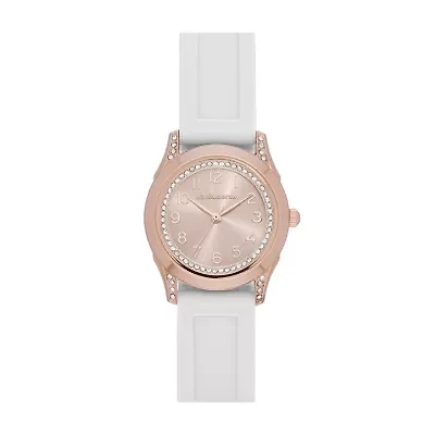 Liz Claiborne® Rose and White Strap Watch