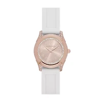 Liz Claiborne® Rose and White Strap Watch