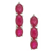 LIMITED QUANTITIES! Lead-glass Filled Ruby Diamond Accent 14K White Gold Drop Earrings