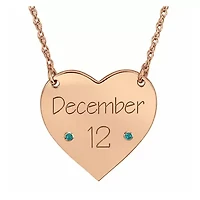 Personalized Birthstone Date Heart Necklace