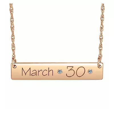 Personalized Birthstone Date Bar Necklace
