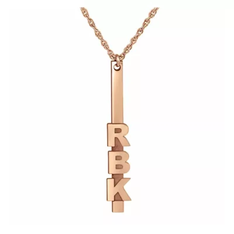 Personalized Initials Vertical Bar Pendant Necklace