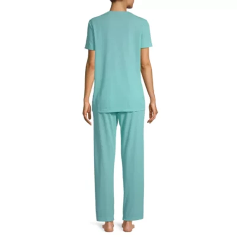 Lissome Womens V-Neck Short Sleeve 2-pc. Pajama Sets