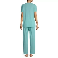 Lissome Womens V-Neck Short Sleeve 2-pc. Pajama Sets