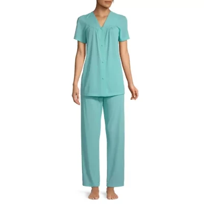 Lissome Womens V-Neck Short Sleeve 2-pc. Pajama Sets