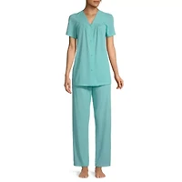 Lissome Womens V-Neck Short Sleeve 2-pc. Pajama Sets